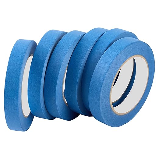Premium Blue Masking Tape,Painters Tape,Blue Painters Tape for Automotive,DIY Paper Arts & Crafts, Spraying Drywall Paint, No Residue & Easy to Clean Up,6pcs 0.7inches X 54 Yd Painter's Tape