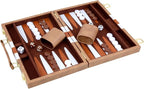 Backgammon Set 2 Players Classic Backgammon Sets for Adults Board Game with PU Leather Case Portable and Travel Backgammon Set (Retro Brown, 18inch)