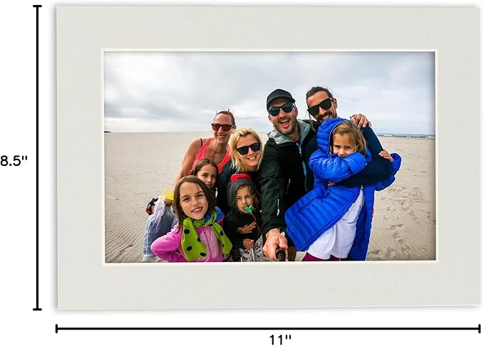 Poster Palooza 8.5x11 Mat Bevel Cut for 7x9 Photos - Acid Free Grey Precut Matboard - For Pictures, Photos, Framing - 4-ply Thickness