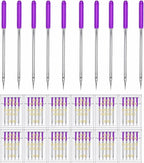 HONEYSEW 60 Pieces Sewing Machine Needles Universal Regular Point Machine Needles for Home Sewing Machine Compatible with Singer, Brother and Old Sewing Machine (Purple, Size 14-60PCS)