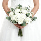 Artificial Flowers Foam Fake Roses 25pcs White Roses with Stems for Home Decor DIY Wedding Bouquets Party Bridal Shower Centerpieces Faux Flower Arrangements Tables Decorations
