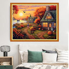 Dimxvean Stamped Cross Stitch Kits,Cross Stitch Kits for Adults Beginners,Embroidery Kits Full Range of Cross Stitch Stamped Kits Needlepoint Kits Cross Stitch Patterns-Seaside Home 16x20 inch