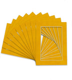 Pack of Ten Acid Free 11x14 Mats Bevel Cut for 8.5x11 Photos - Bright Yellow Precut Matboards With Backing Boards and Self Seal Bags for Pictures, Framing - 4-ply Thickness