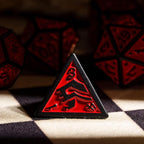 7-Die DND Dice Set New Pattern Polyhedral Dice Set with Leather Bag D&D Die for RPG Table Games(Black Red)