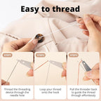 37 Pcs Big Eye Steel Sewing Needles Kit - Stainless Steel Needles for Hand Sewing Kit with Thread Ripper, Needle Threaders, Threads and Thimbles