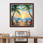 Dimensean Stamped Cross Stitch Kits Full Range of Embroidery Patterns Starter Kits for Beginners Adult or Kids DIY Cross Stitches Needlepoint Kits 11CT-Afternoon Tea by The Sea 18x18 inch