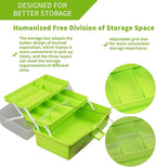 12in Three-Layer Multipurpose Storage Box Folding Tool Box/Art & Crafts Case/Sewing Supplies Organizer/Medicine Box/Family First Aid Box with 2 Trays (Green)