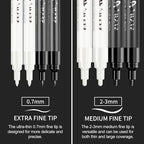 SFAIH Black & White Acrylic Paint Markers - 8 Pack 2-3MM Medium Tip & 0.7MM Extra Fine Paint Pens for Rock Painting, Wood, Metal, Fabric, Plastic, Canvas, Glass, Ceramic, Diy Crafts