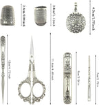 Vintage Embroidery Scissors Set, European Style Stainless Steel Sewing Tools for Sewing, Craft, Art Work, Needlework, Silver