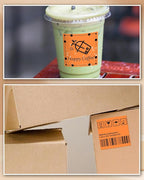 iEager Orange Square Thermal Label Stickers, 3" x 3" Self-Adhesive Square Direct Thermal Labels with Perforation Line, 500 Sheets/Roll