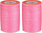 uxcell Round Leather Sewing Waxed Thread, 55m / 60 Yards Polyester Wax String, 0.80mm Wax Stitching Cord for Leather Crafts, Bookbinding, Bracelets Braided, Rose, 2pcs