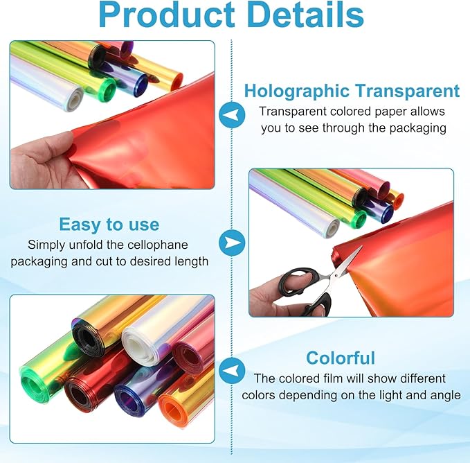 MECCANIXITY Holographic Clear PVC Vinyl Film Holographic PVC Fabric Waterproof Dichroic Film 12 x 48 Inch for Handbags Bows Earrings DIY Craft,Holographic Red