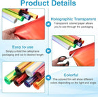 MECCANIXITY Holographic Clear PVC Vinyl Film Holographic PVC Fabric Waterproof Dichroic Film 12 x 48 Inch for Handbags Bows Earrings DIY Craft,Laser Green