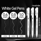 White Gel Pens 3-Pack - 0.6/0.8/1.0mm Fine to Bold Tips for Journaling & Art - Opaque Ink on Dark Paper, Holiday Cards & DIY Gifts