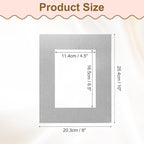 Picture Mats, 8 x 10 for 5 x 7 Pictures Acid Free White Core Bevel Cut Frame Mattes for Display Art Measuring, Silver
