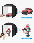 Glendan Upgrade Professional Portable Photo Studio Light Box with 1222 LED Lights, 20"x20" Soft Box, 4 Color PVC Backdrops for Jewelry and Product Photography