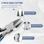 Wire Cutters 5", 5 Pack KAIHAOWIN Precision Flush Cutters Ultra Sharp Wire Cutters for Crafting Side Cutters Wire Snips Spring Loaded Dikes Wire Cutter for Jewelry Making, Blue with Black Handle