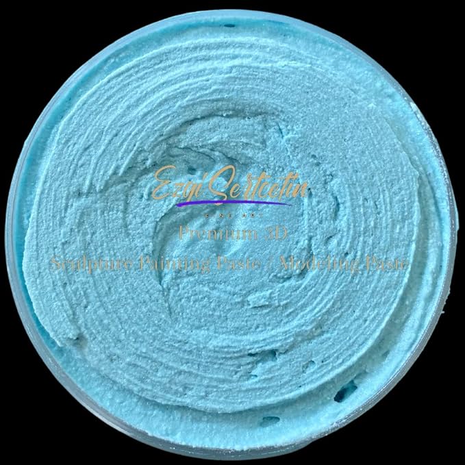 3D Sculpture Painting Paste|Texture Paste|Decorative Plaster|Ready to Use|Unique Metallic Pearl and Neon Colors|Ideal for Artwork|Stencil|Flowers|Texture and Art Relief|6 oz | (Blue Marine)