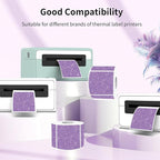 Square Thermal Labels Stickers 2" x 2", Holographic Purple Thermal Stickers Labels, Glitter Self-Adhesive Direct Thermal Label for Small Business- Perforation Line Design