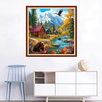 Joyhoor Cross Stitch Kits for Beginners Stamped Cross-Stitch Supplies Needlework preprint Embroidery Kits for Adults DIY Needlepoint Kits Embroidery Patterns 11CT-Beautiful Home 18x18 inchs