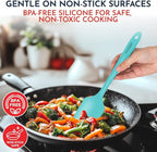 Culinary Couture 4-Piece Aqua Baking Spatula Set - Rubber Spatulas Silicone Heat Resistant, BPA-Free - Spatula Set for Nonstick Cookware - Silicone Baking Utensils