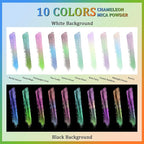 Matio Chameleon Mica Powder,10 * 5g Chrome Powder, 5 Pearlescent Effect Color Shift Pigment & 5 Chameleon White Mica Pigment Set for Epoxy Resin,Soap Candle,Nail Art,Makeup,Bath Bombs, Painting, Slime
