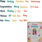 YKW Word Die Cuts for Card Making, Happy Birthday Merry Christmas Anniversary Congratulations Thank You Metal Cutting Dies, for DIY Scrapbooking Photo Albums Crafts Holiday Words Paper Art