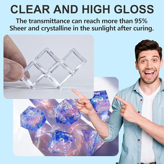 JDiction UV Resin, 1000g High Gloss Clear Solar Cure Sunlight Activated Glue Hard UV Resin Kit for Jewelry Making, Casting, Coating & DIY Crafts