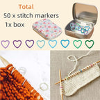 50Pcs Split Ring Stitch Markers with Box,Spiral Metal Stitch Markers for Crocheting Knitting Sewing DIY Handmade Crafts