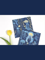 Premium Designer Paper Napkins, 3-Ply 6.5 x 6.5-inches Fold Disposable Decorative Lunch Dinner Napkin (20, Deep Blue)