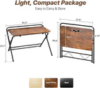 Huuger Folding Desk with 3-Level Adjustable Height and Tablet Slot, 32 Inch Foldable Computer Desk for Small Spaces, Space Saving, Writing Work Table for Home Office, Bedroom, Study, Rustic Brown