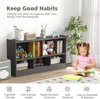 Toy Storage Organizer, 2-Tier Kids Bookshelf, 5 Cube Kids' Bookcases, Cabinets & Shelves, Wooden Toy Organizers, Small Book Shelf for Bedroom, Playroom, Classroom, Nursery (Gray)