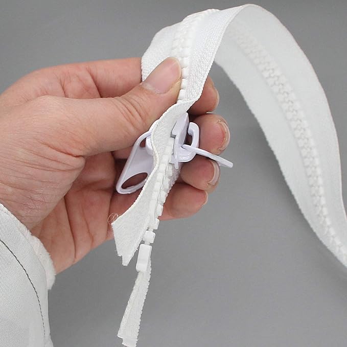 Leekayer 2PCS #10 24 Inch Heavy Duty Zippers for Sewing Separating Large Plastic Zippers White Tape with Double Pull Tab Slider, Sleeping Bag, Boat, Canvas, Cover, Trampoline, Dog Bed,Tent (24" 2pcs)