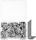 MECCANIXITY 50 Pcs Metal Locking Pin Backs, Locking Pin Keepers Locking Clasp 9mm(H) with 4 Wrench Replacement in Storage Case for Badge, Brooch, Silver Tone