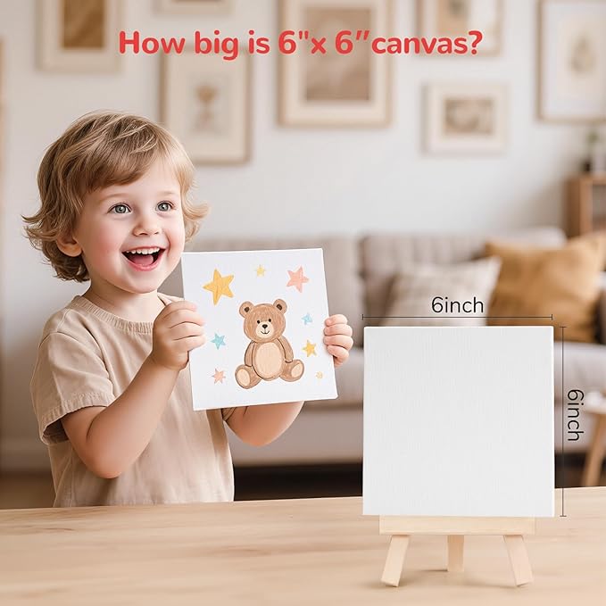 6x6inch Small Canvases for Painting, 20 Pack Mini Canvas Boards Primed Acid Free for Oil, Watercolor, Acrylic Paint