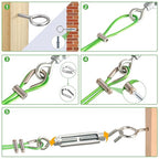 Turnbuckles for Cables Wire, 1/8" X 100Ft Green PVC Coated Wire Rope Kit, Multi-use Steel Cable for Grape Vines/Clothes Line Outdoors for T Post/String Light Hanging/Garden Cable