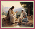 Disnesart Cross Stitch Stamped Full Embroidery Kits DIY 11CT Cotton Thread Printed DIY Needlepoint Kits Craft Needlework Set Cross-Stitch Stamped Sets- Jesus and Women 16x20 inch
