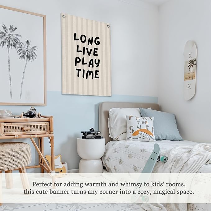 Toddler Boy Room Decor,Long Live Playtime Canvas Banner，Boy Nursery Decor Wall Hanging Banner Flag for Toddler Kids Room Nursery Playroom Bedroom 18x25 Inch