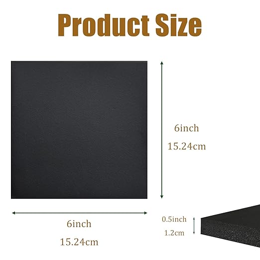 4 Pieces Adhesive Foam Padding 1/2 in Thick X 6 in X 6 in, Anti Vibration Pads, Closed Cell Foam Pads for Anti-Slip, Shock Absorption