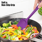 4-Piece Silicone Spatula Scrapers: Doosu 600°F Heat Resistant Food Grade Kitchen BPA Free Rubber Baking Cooking Tool Nonstick Utensil Set for Mixing, Scraping, Folding, Stirring, Serving (Multi-5)