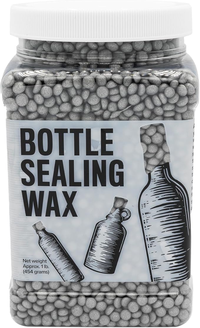 Blended Waxes, Inc. Bottle Sealing Wax, Pastille Wax Seal Beads For Wine, Beer, and Liquor Bottle Sealing, Seals Between 25-30 Bottles, 1 lb, Silver