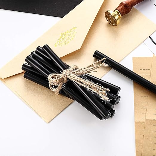 Nuanchu 15 Pcs Glue Gun Sealing Wax Sticks Retro Vintage Wax Sticks for Seal Stamp and Letter for Wedding Invitations Card Envelope Christmas Holiday Gift Ideas(Black)