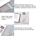 6 Pieces Stamp Blocks Acrylic Clear Stamping Blocks Tools with Grid Lines for Scrapbooking Crafts Making