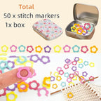 Hilsayum Triangle Shape Stitch Markers with Floral Pattern Storage Box,Crochet Markers for Crocheting and Knitting