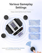 Automatic Card Shuffler and Dealer 2-in-1, 2 Deck 360° Rotating Dealing Machine for 12 Players, 4 Drawing Remotes, Rechargeable Playing Card Shuffler Machine for UNO, Poker, Phase 10