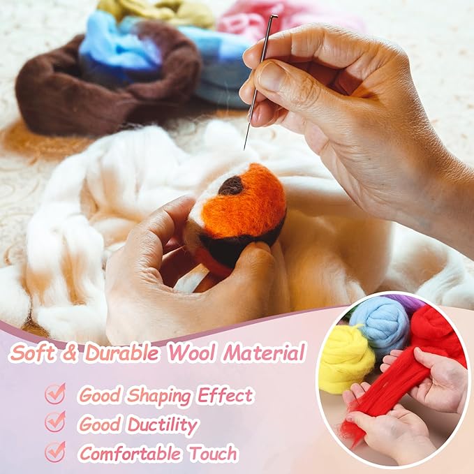 PATIKIL Wool Roving Yarn, 250G/8.8OZ Felting Wool Pure Roving Yarn, Milk White