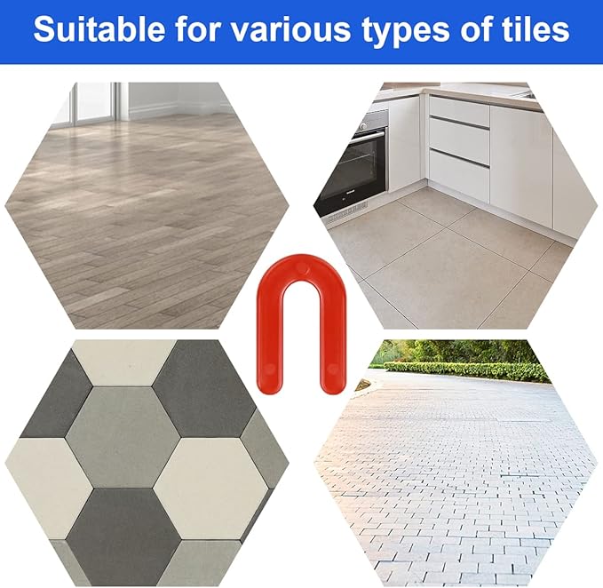 DGSL Tile Leveling System Tile Spacers 1/16+1/8+3/16+1/4 Inch, 400 pieces Horseshoe Shim U Shape Plastic Tile Leveling Clips for Various Types of Tile Leveling
