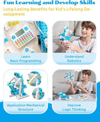 WhalesBot D3 Pro 12-in-1 STEM Wecode Pad Coding Robot Kit for Kids, 388-Piece Educational Building Set with Interactive Storytelling, Ideal Toy Gift for Boys & Girls Ages 6-8