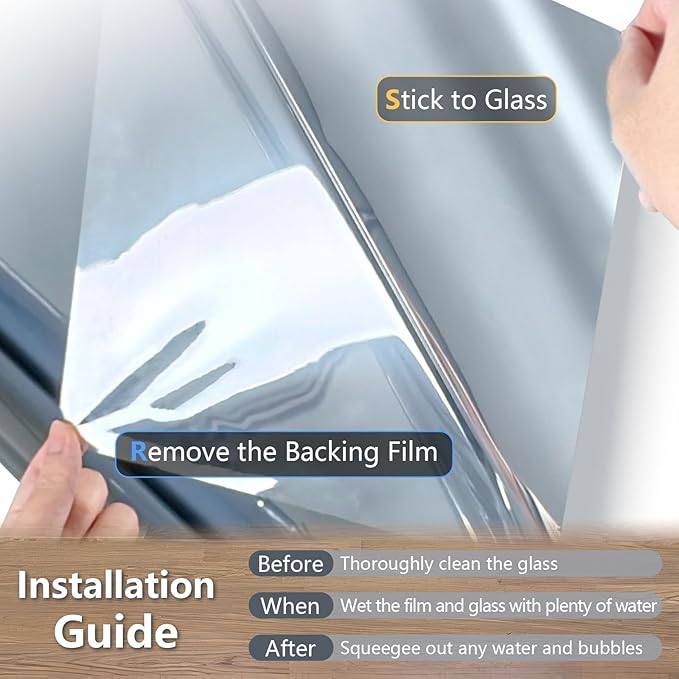 LEMON CLOUD One Way Window Privacy Film See Out Not in Reflective Mirror UV Window Cling Sun Blocking Heat Control Glare Control with Tools,17.5 Inch x 157.4 Inch