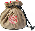 Large Dice Bags D&D with Pockets Khaki Storage Bag D20 Logo for DND RPG Game (with 1lb Random DND Dice)